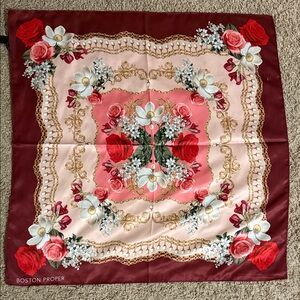 Boston Proper Red and Cream Floral Scarf